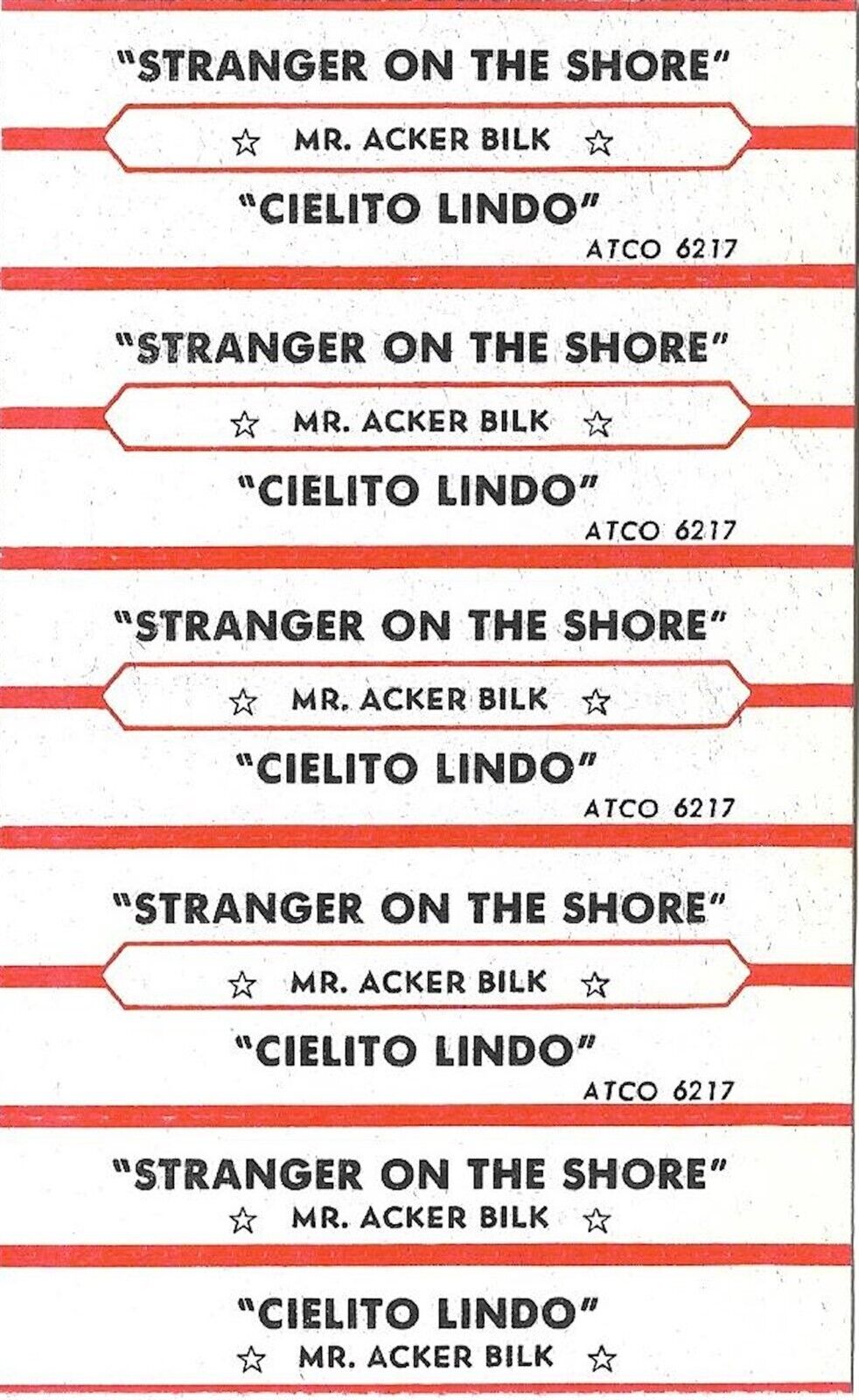 Five Jukebox Title Strips - Mr. Acker Bilk: \