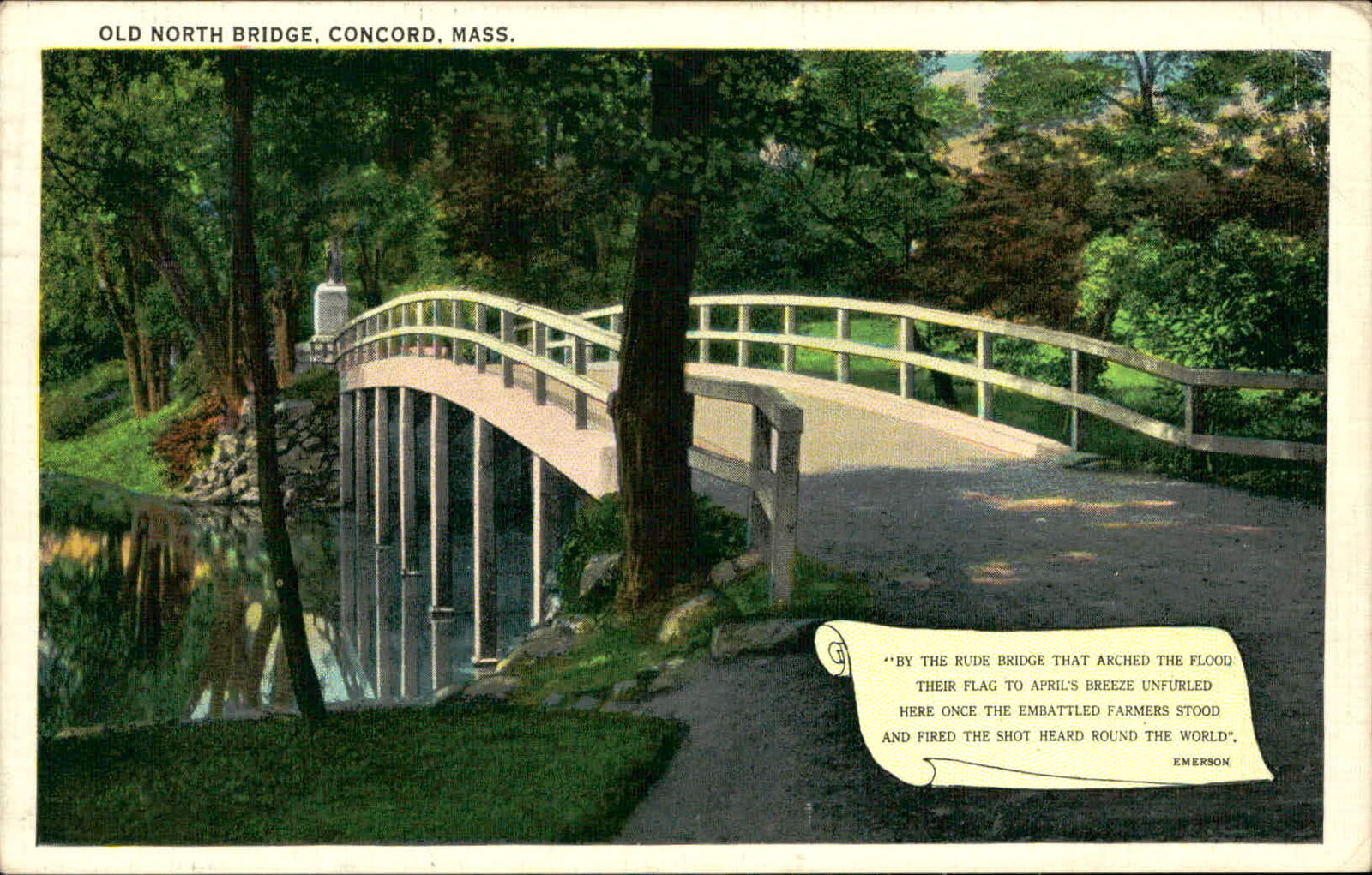 Postcard: OLD NORTH BRIDGE, CONCORD, MASS. BY THE RUDE BRIDGE THAT ARC