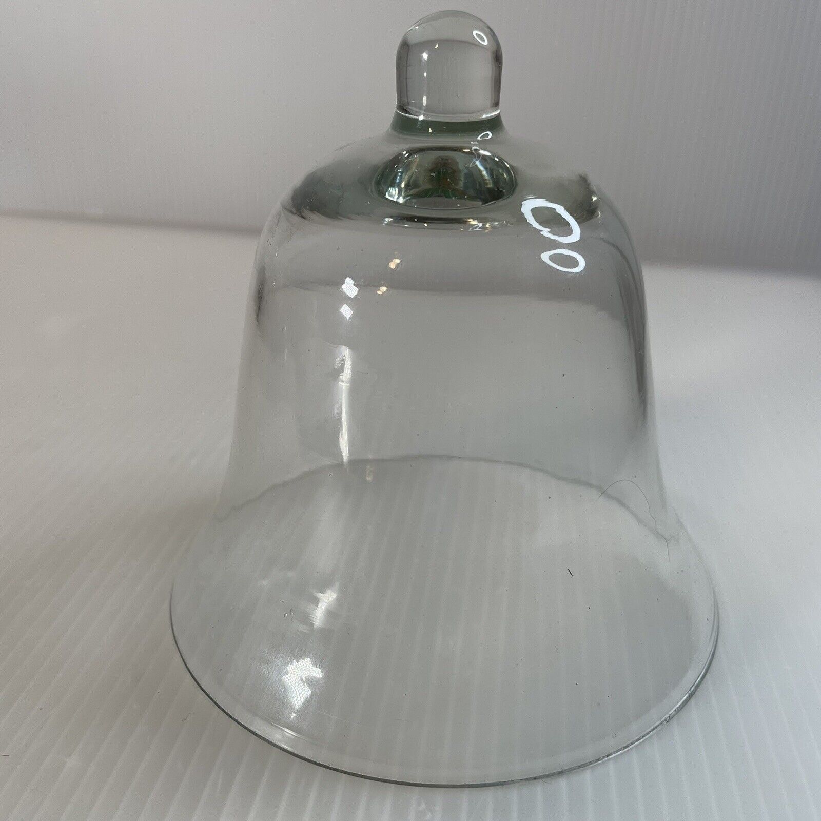 Clear Glass Cloche Dome, No Base Bell Shaped Knob Top 4.5” Height