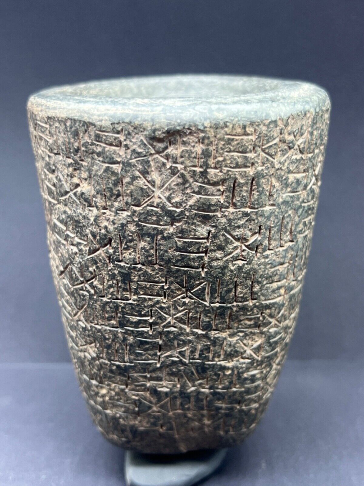Sumerian Antiquities Rare Ancient Old Hard Stone Wine Rython Pike With Alphabet