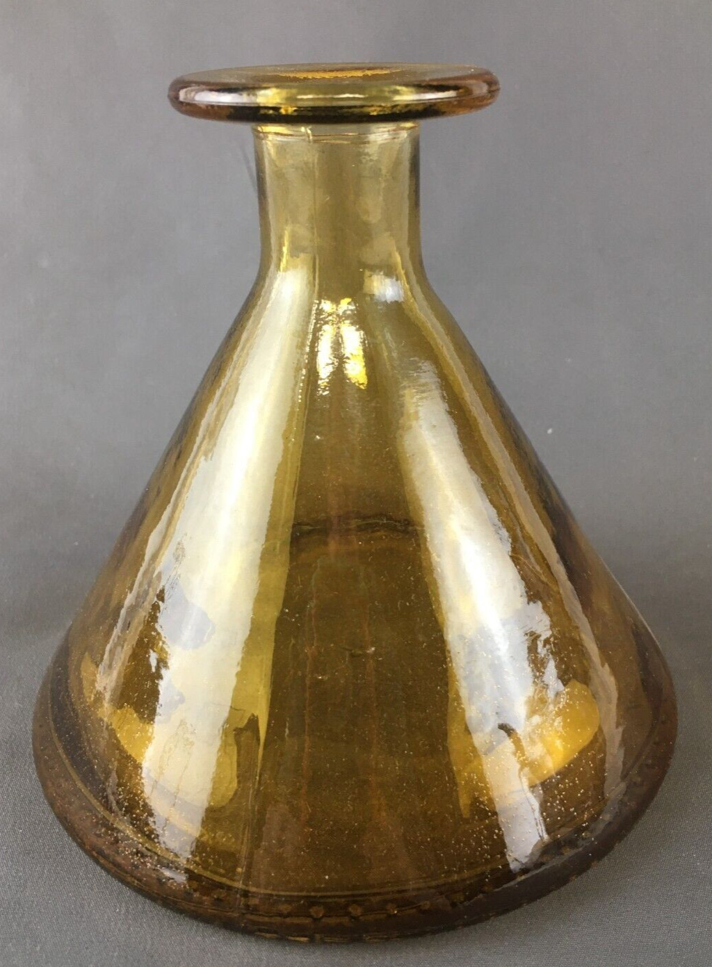 Vintage Amber Gold Glass Funnel Shaped Bottle 5