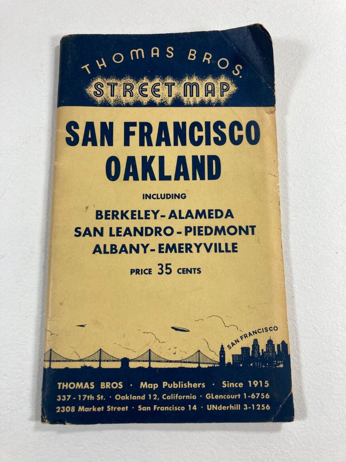 1930s Vintage Thomas Bros. Street Map San Francisco Oakland Bay Area