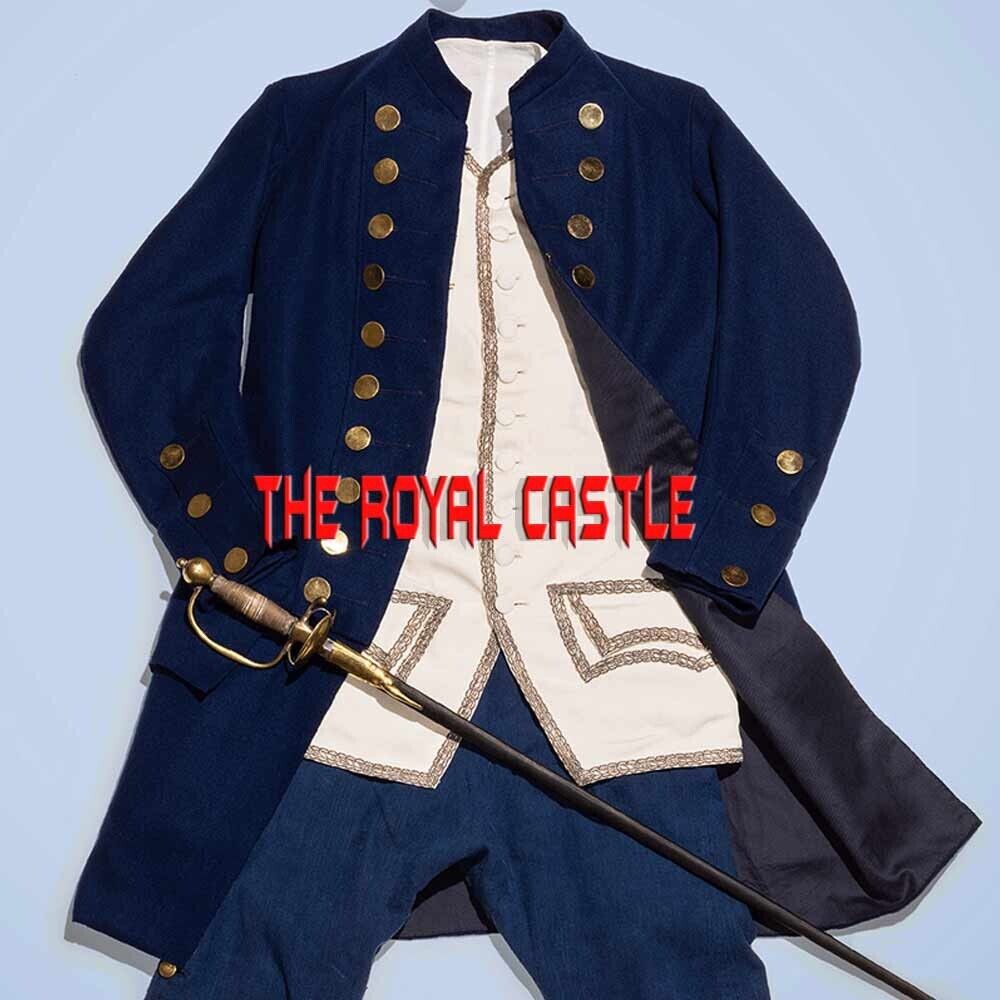 New Authentic Revolutionary War Mode Elements Uniform Navy Blue Jacket Fast Ship