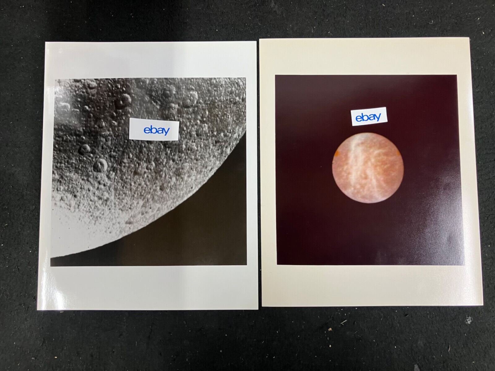 1980 ORIGINAL JPL/NASA SATURN'S MOON RHEA VOYAGER 1 PHOTO KODAK PAPER, LOT OF 2