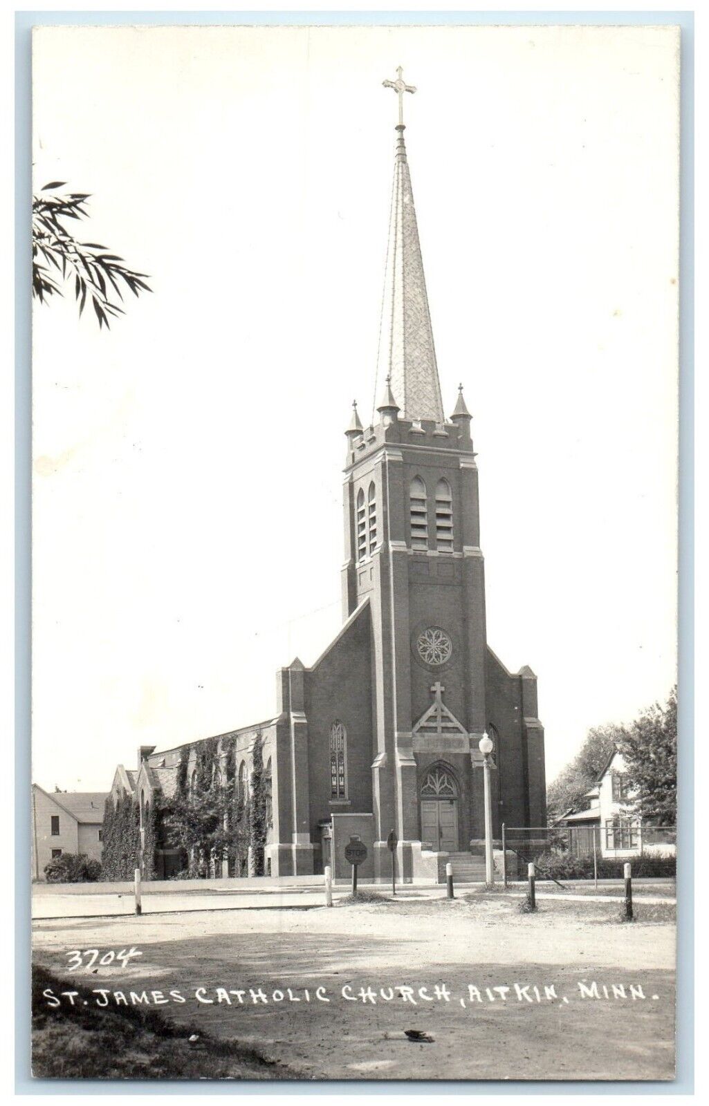 c1940's St. James Catholic Church Aitkin Minnesota MN RPPC Photo Postcard