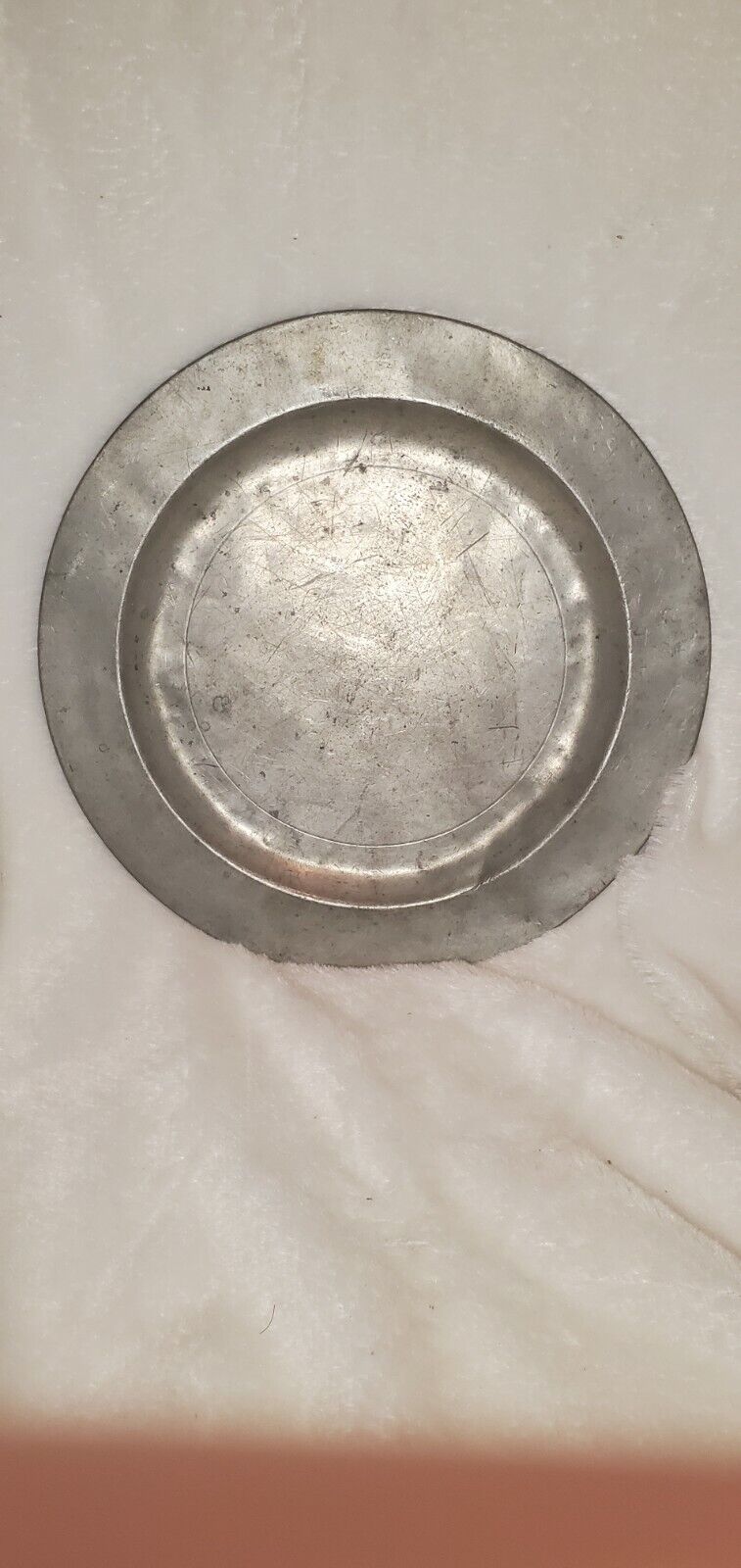 rare antique 18th century English forged pewter dinner plate charger London dish