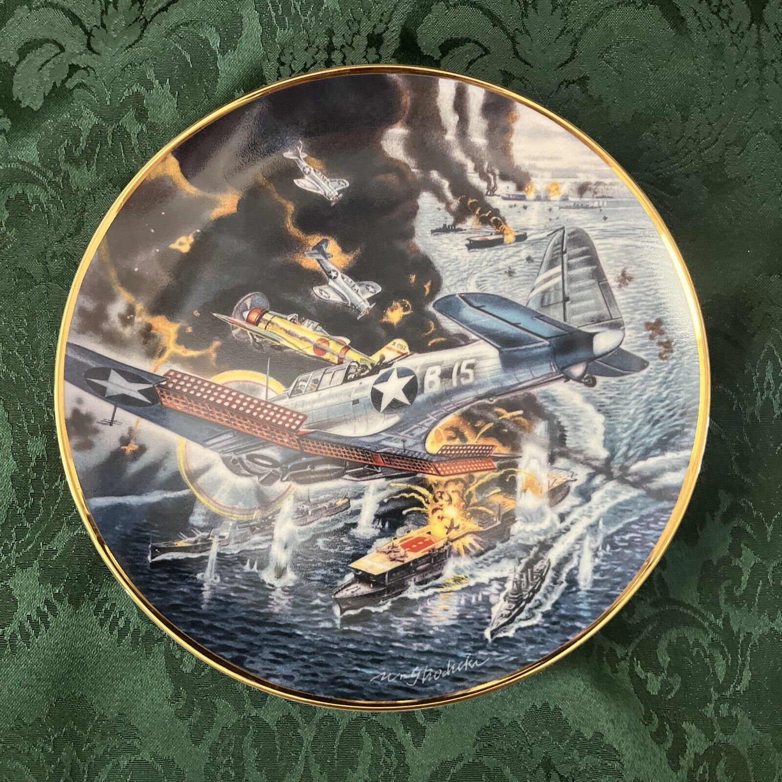Franklin Mint Plate - The Battle Of Midway Collectors Edition 8.1/8”