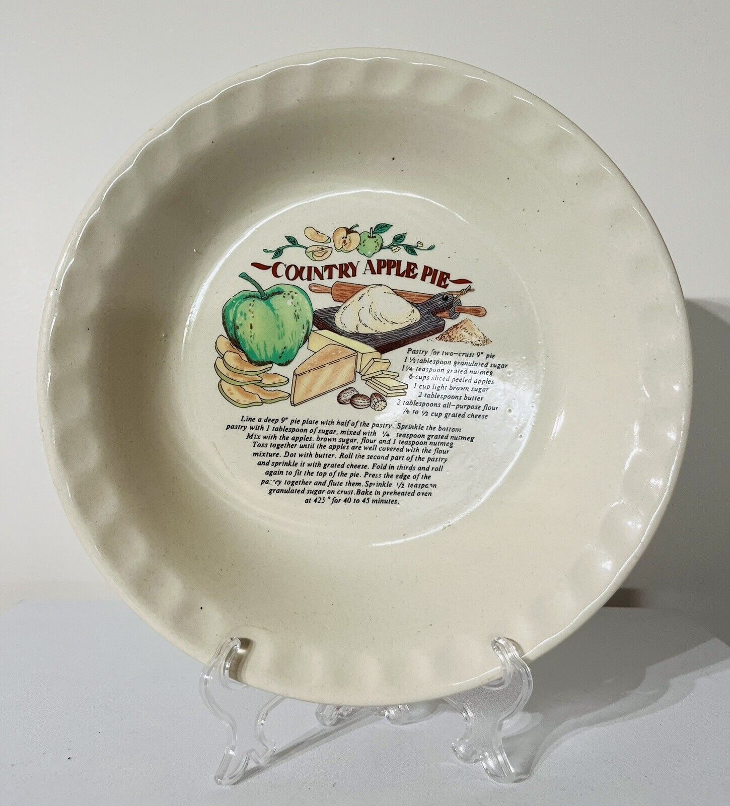 Vintage Retro Ceramic Country Apple Pie Recipe Bowl