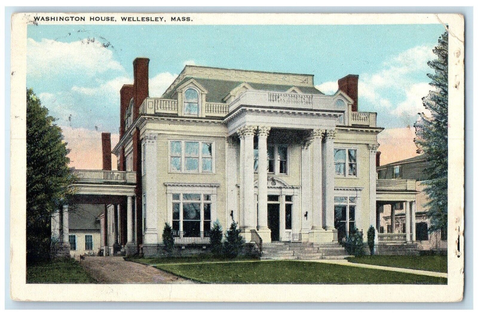 c1920\'s Washington House Mansion Wellesley Massachusetts MA Vintage Postcard