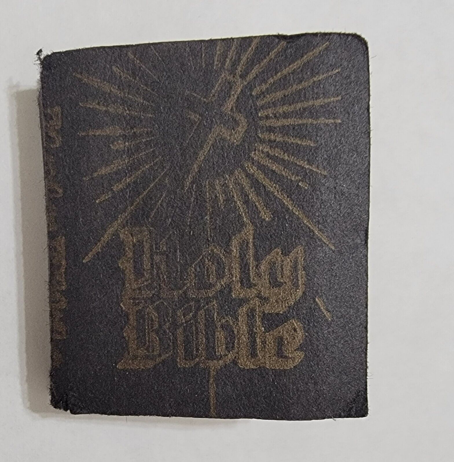 Estate Vintage Miniature Bible Printed In USA Black Parchment Cover 
