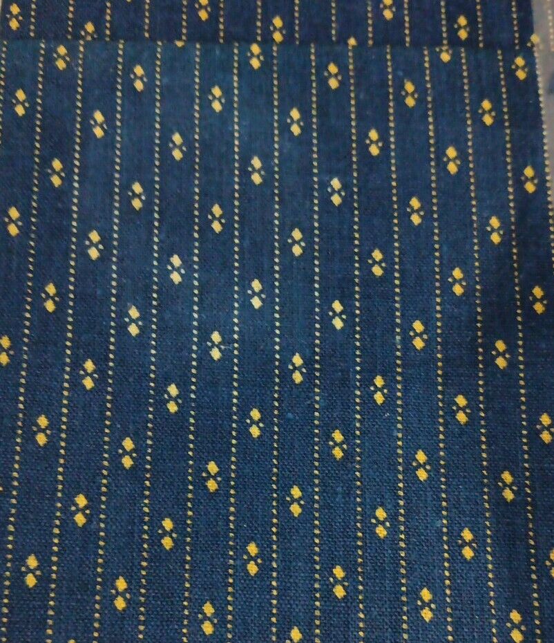 Antique Fabric Indigo Blue W/yellow Motif 36\