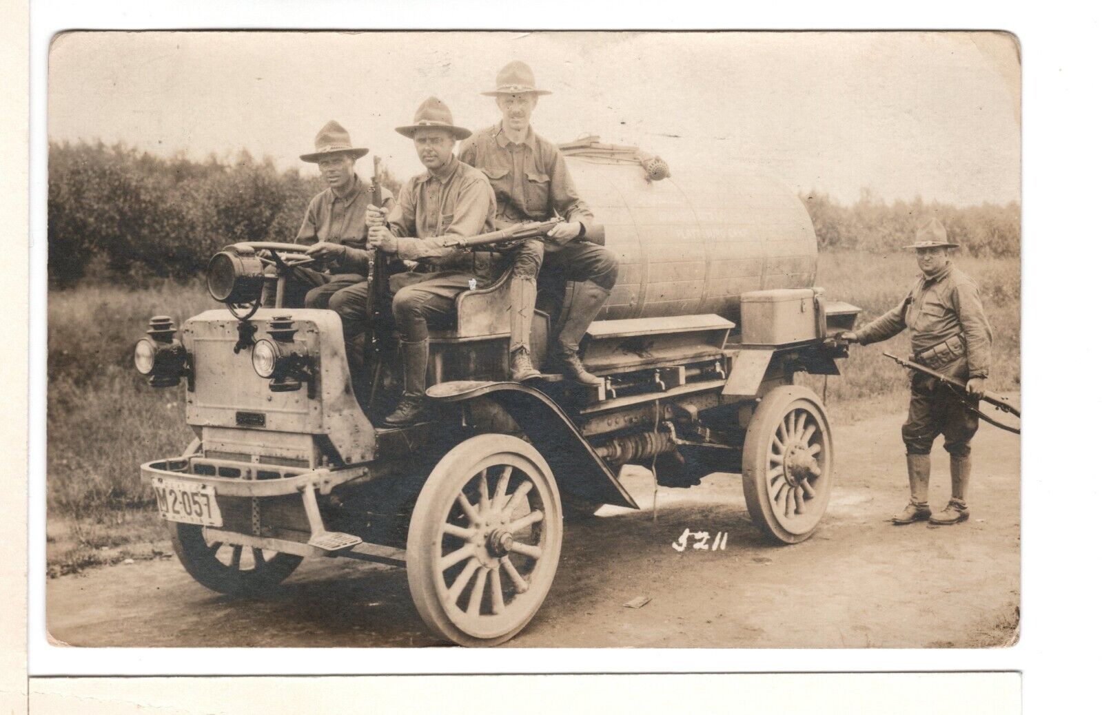 RPPC Guarding the Water Wagon Plattsburg New York 1916 WWI Antique Postcard-BR1