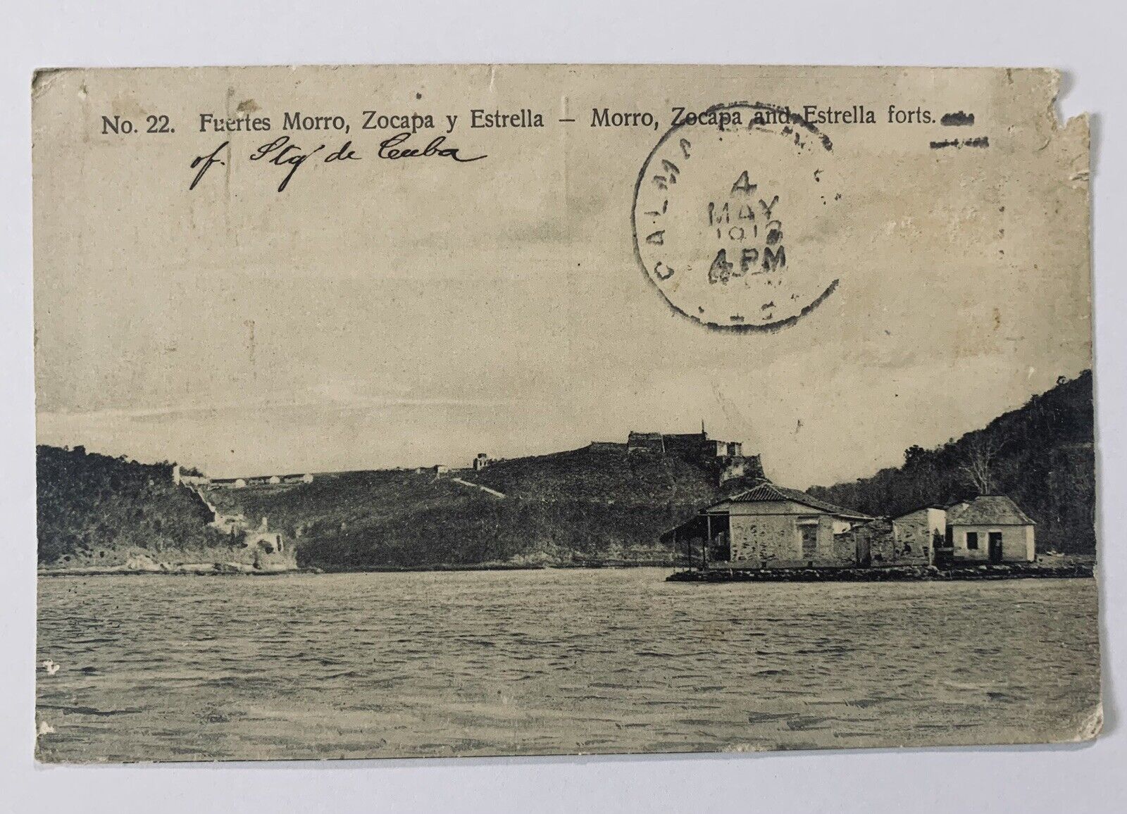 Fuertes Morro, Zocapa y Estrella Santiago de Cuba, PM 1913 Vintage Postcard