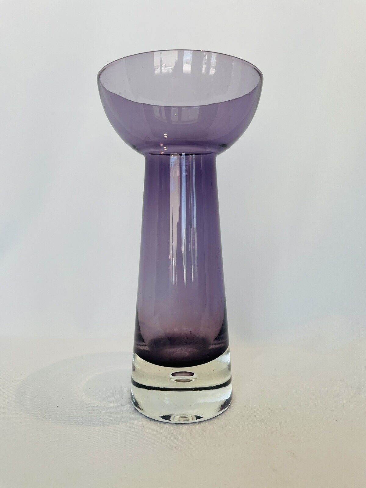 Vintage Krosno Poland Hand Blown Art Glass Vase mauve Color Suspended Bubble