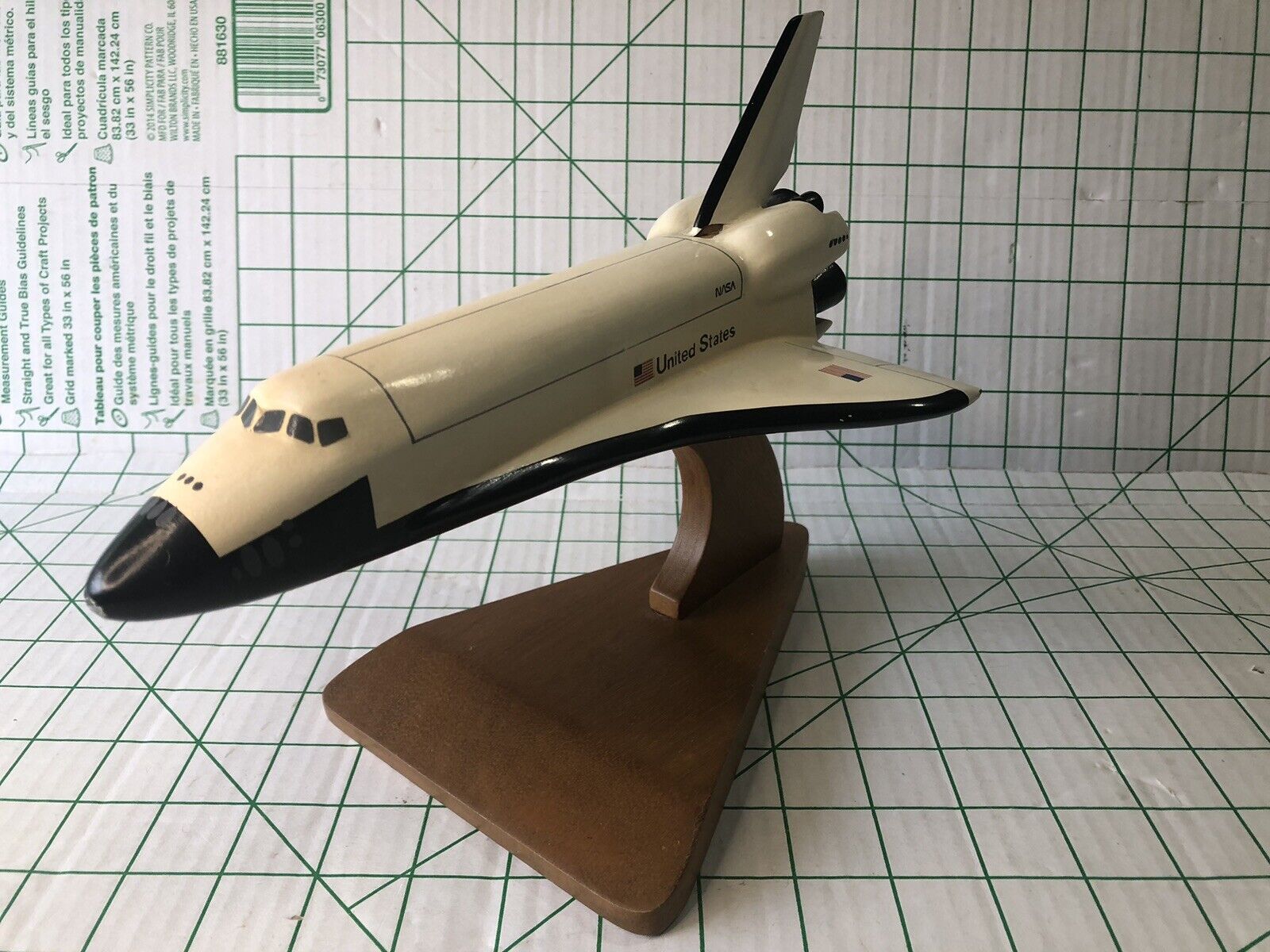 Vintage NASA Space Shuttle Desk Wood Model on Stand