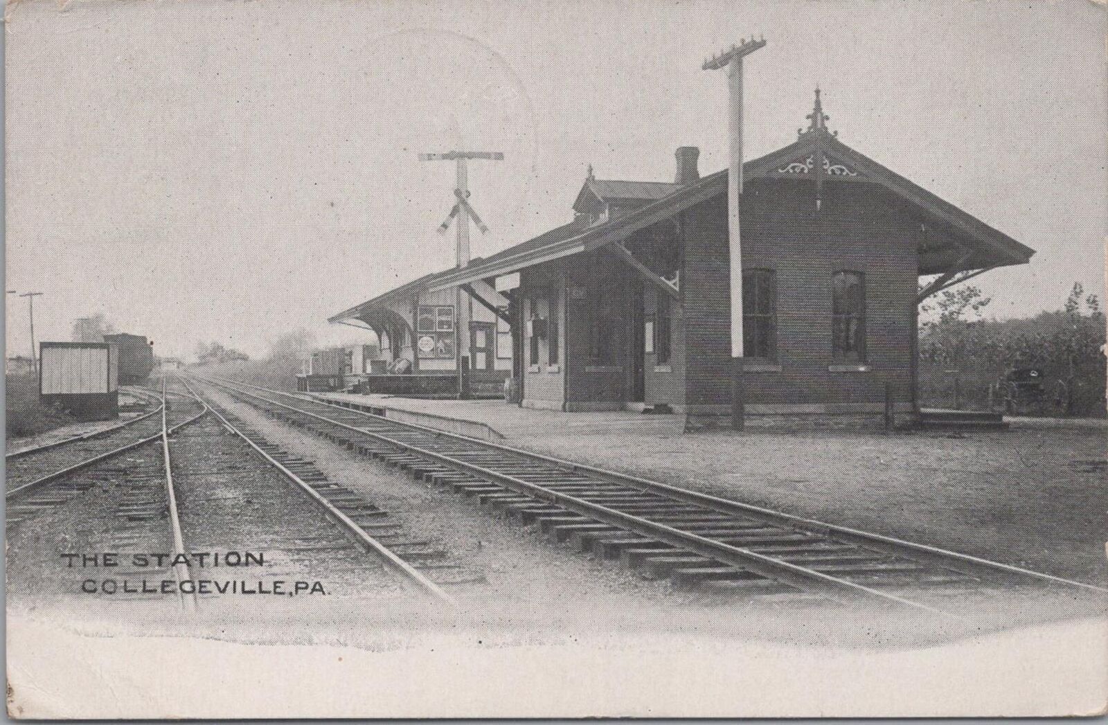 Postcard Railroad The Station Collegeville PA 1910