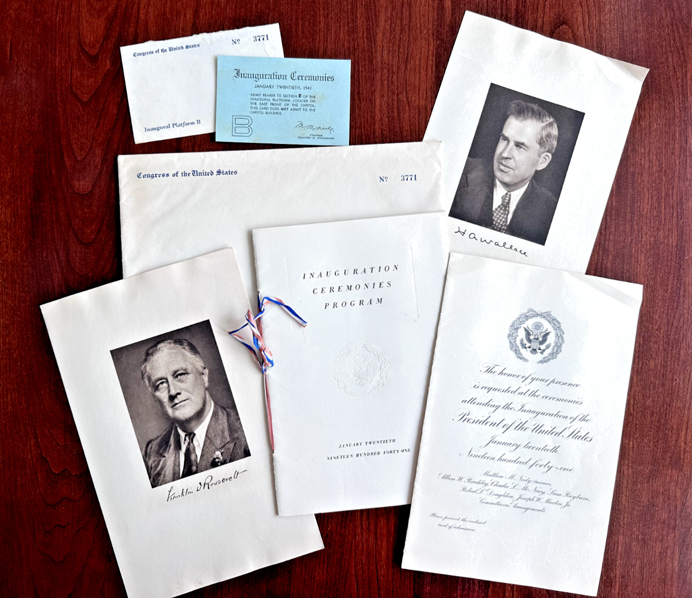 1941 US PRESIDENT FRANKLIN D ROOSEVELT FDR INAUGURAL INVITATION PACKET B1002