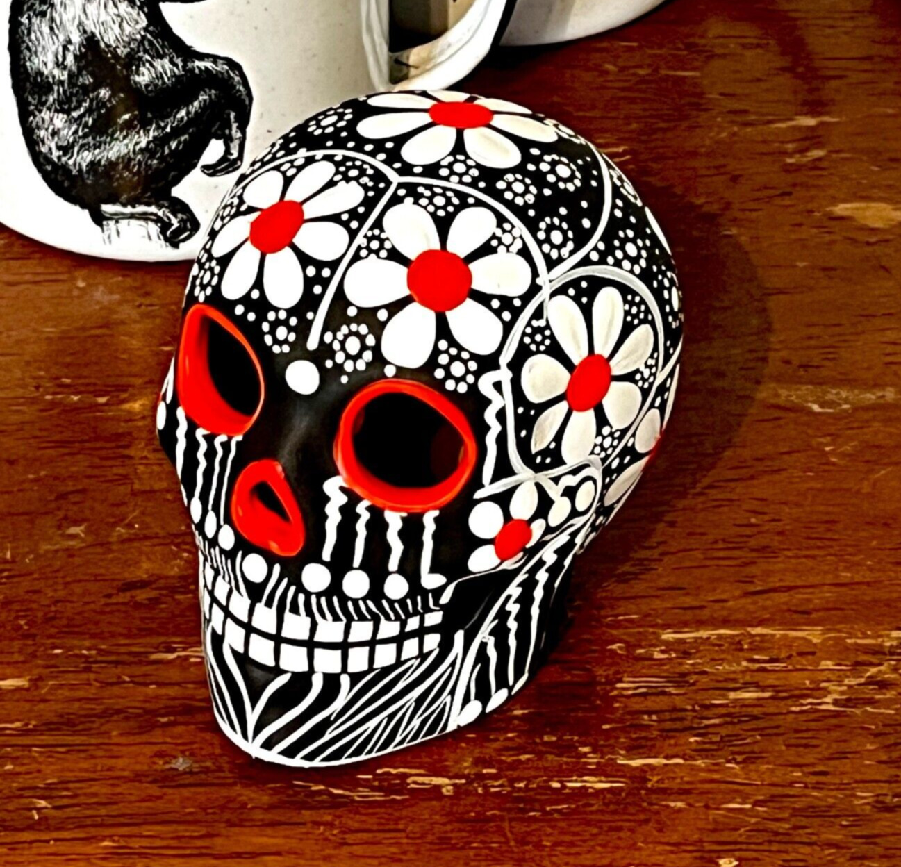 Black and White Day of the Dead Sugar Skull Mexican Calavera  Cinco de Mayo Deco