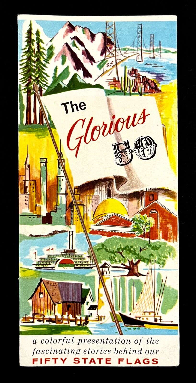 1960s Glorious 50 State Flags Vintage United States History Travel Brochure