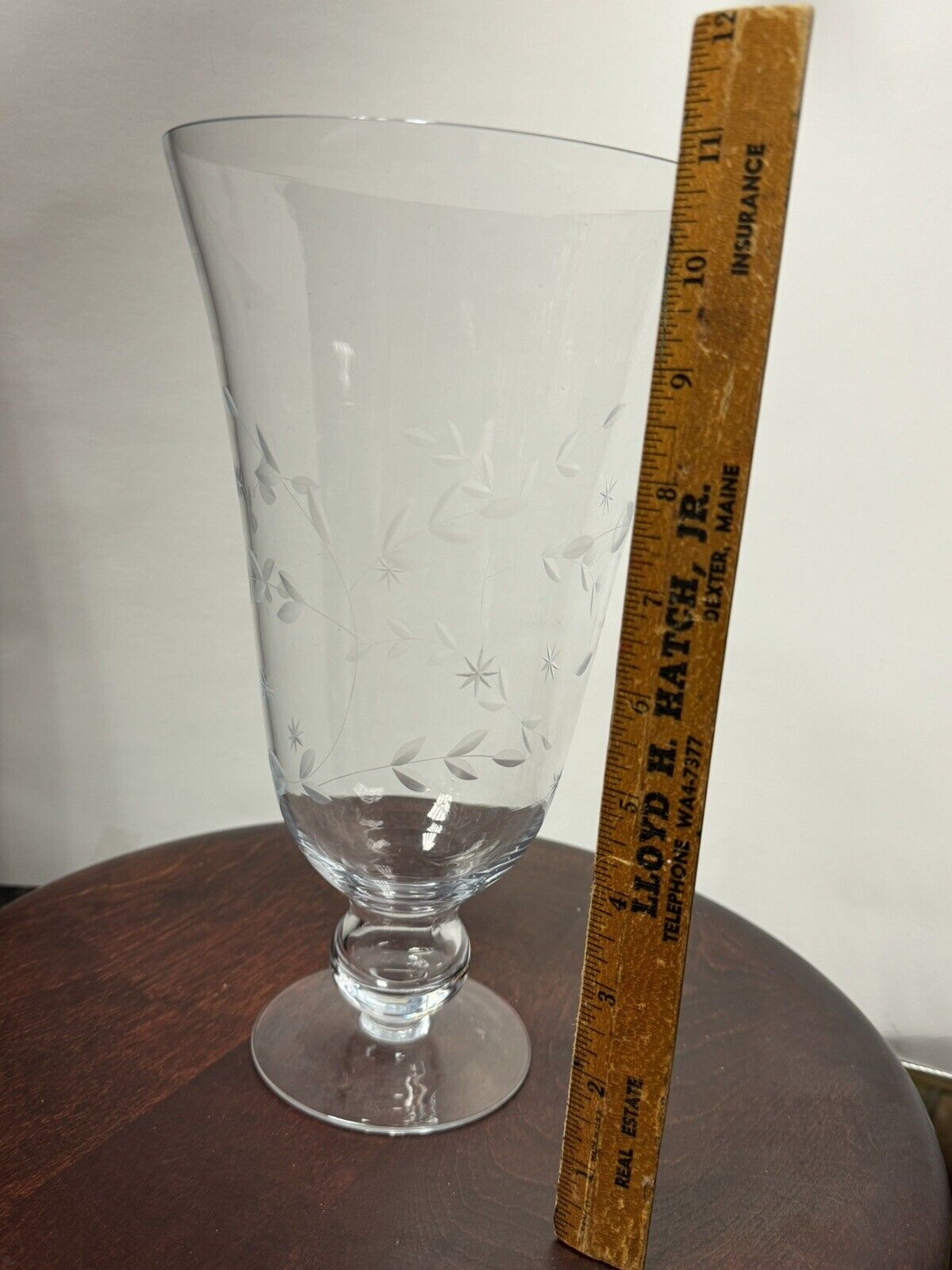 Antique Vintage Etched Clear  Glass Vase Lidded Compote