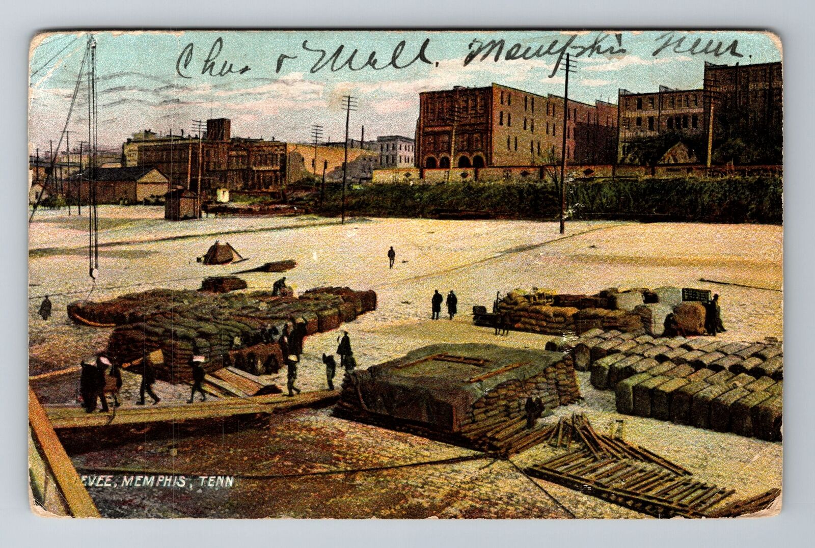 Memphis TN-Tennessee, Workers Working Evee, Antique, Vintage c1907 Postcard