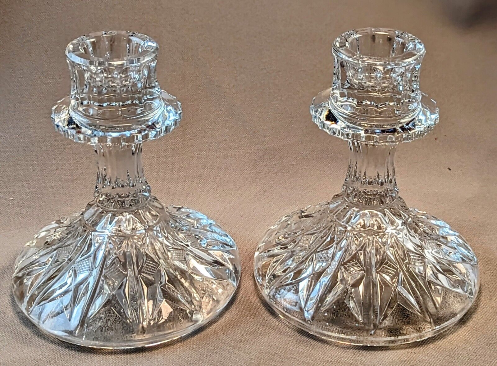 Pair/2 24% Lead Crystal Candle Holders 5.75\