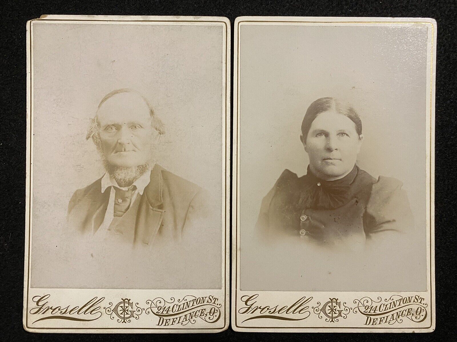 Defiance Ohio OH Handsome Man And Woman Antique Cabinet Photo