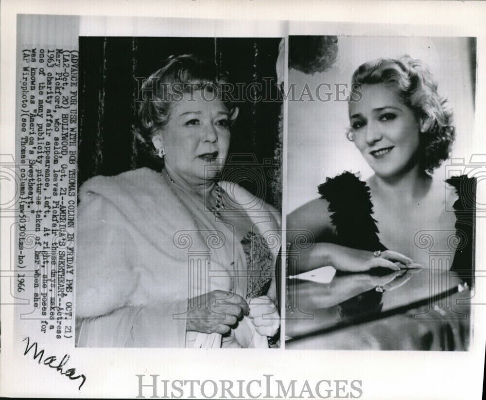 1966 Wirephoto Actress Mary Pickford who seldom leaves Pickfair these days 8X10