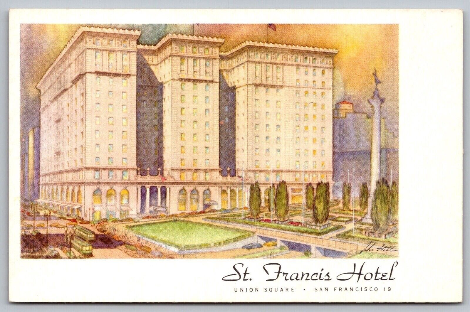 Saint Francis Hotel Union Square San Francisco California Vintage UNP Postcard