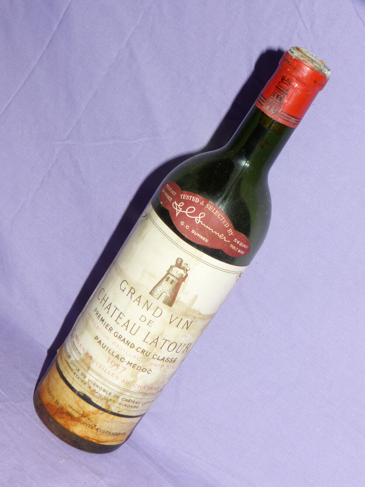 Chateau LATOUR 1957 Premier Grand Cru Empty Vintage Wine Bottle with cork