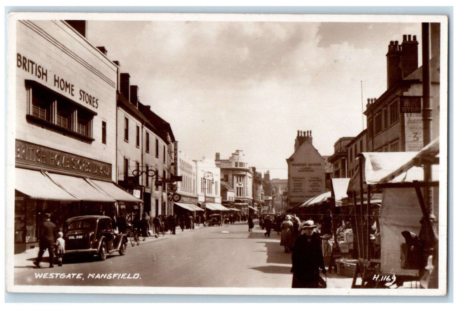 c1930\'s Westgate Mansfield Nottinghamshire England RPPC Photo Postcard