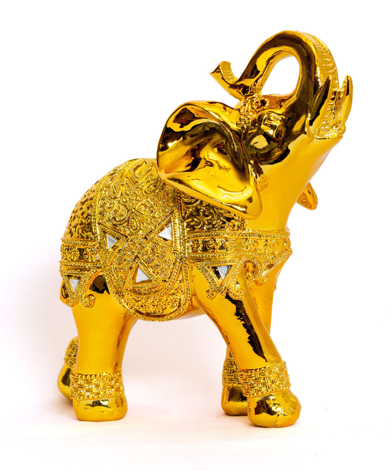 BUY ONE GET ONE FREE | LABOR DAY SALE 10” (H) Gold Color Elephant Statue  Decor