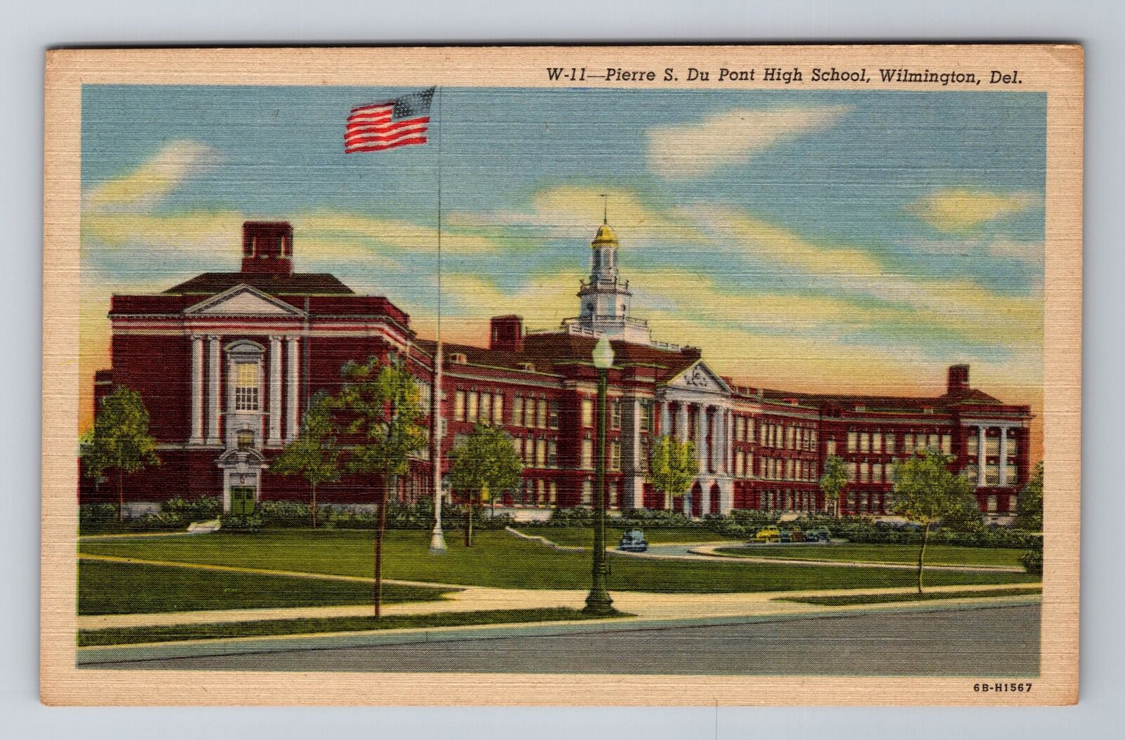 Wilmington DE-Delaware, Pier S. Du Pont High School, Antique Vintage Postcard