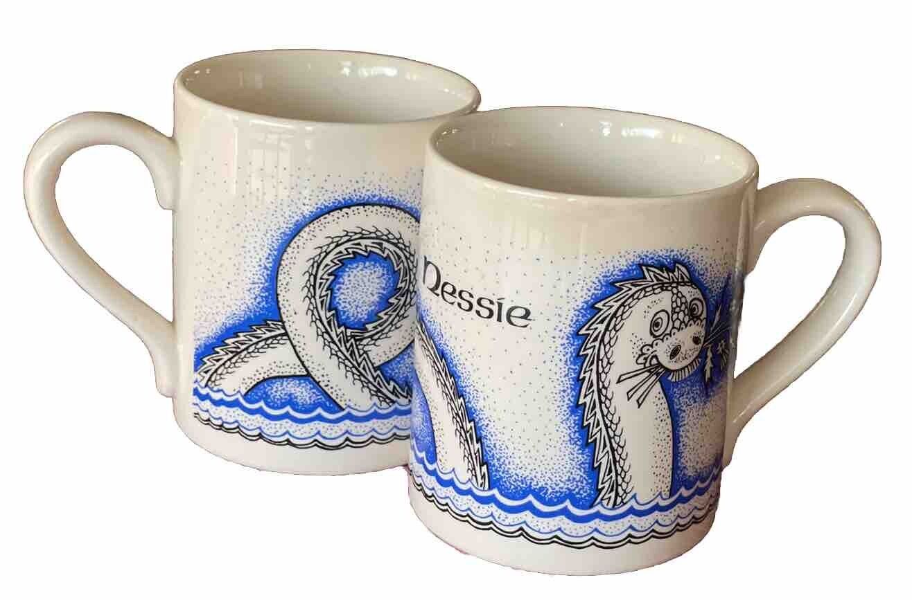 Set/2 Nessie Coffee Mug Made N Scotland McLaggan Smith Coffee Cup Loch Ness Rare