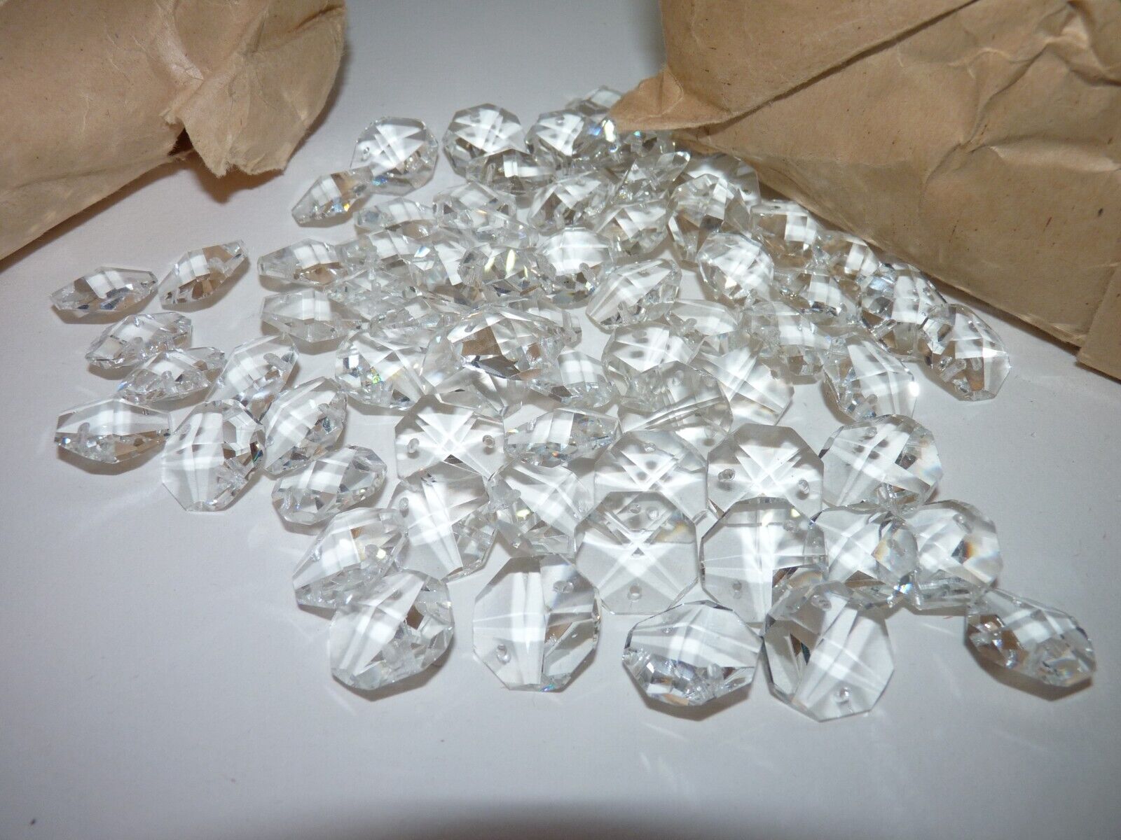 1000 1980\'s Czech. Cut Lead Glass Beads, Prisms, Chandelier, Suncatchers, Chain.