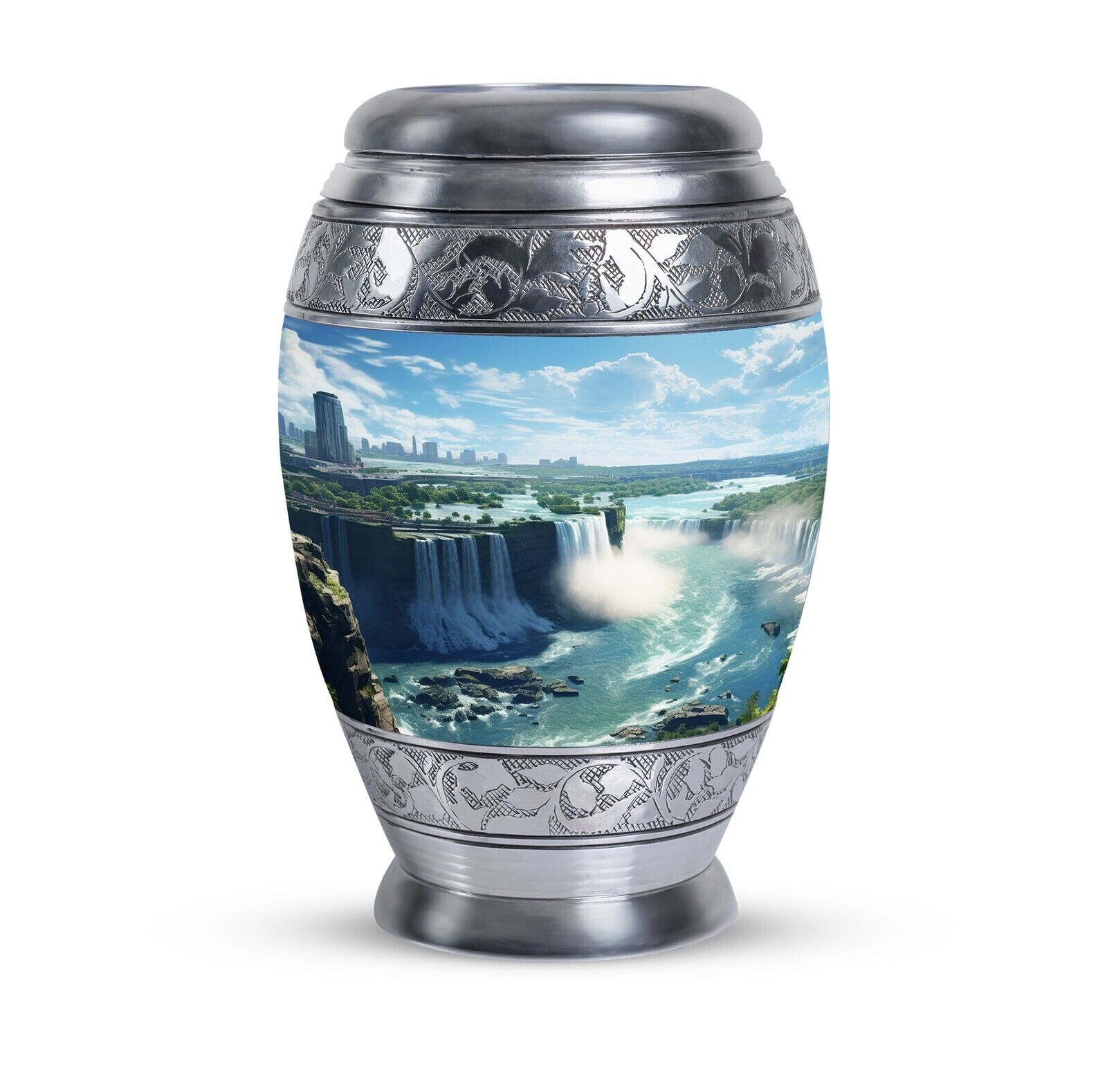 (10 Inch) Large Urns For The Ashes Painting Of Niagara Falls Affordable Funeral