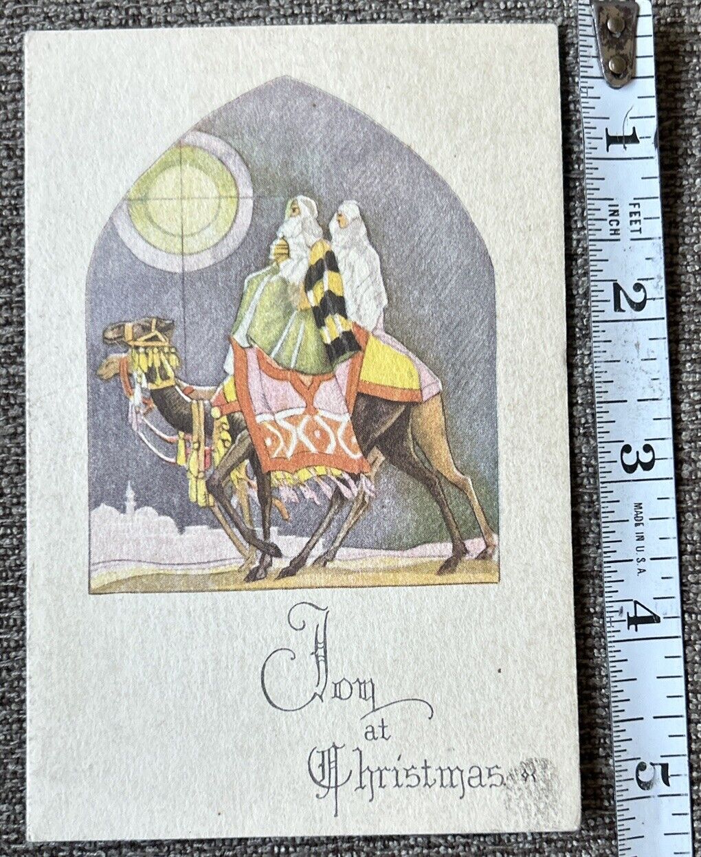 Vintage Antique CHRISTMAS Two Wise Men on Camel Art Greeting Card
