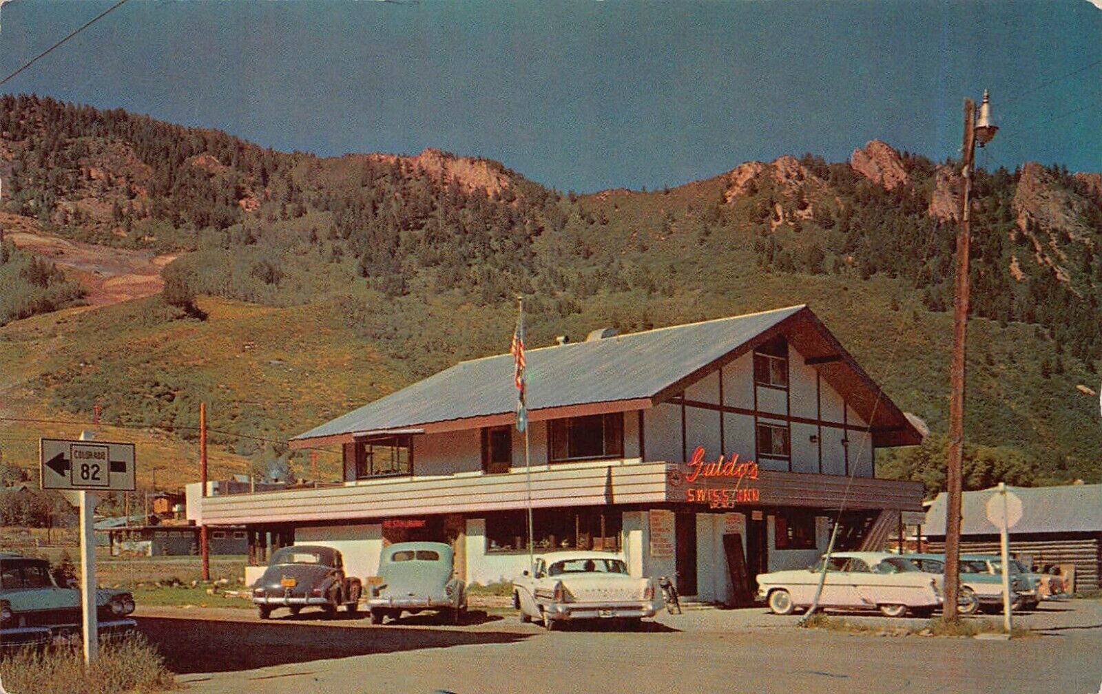Aspen CO Colorado Guido's Swiss Inn Restaurant Motel Hotel 1950s Vtg Postcard N6