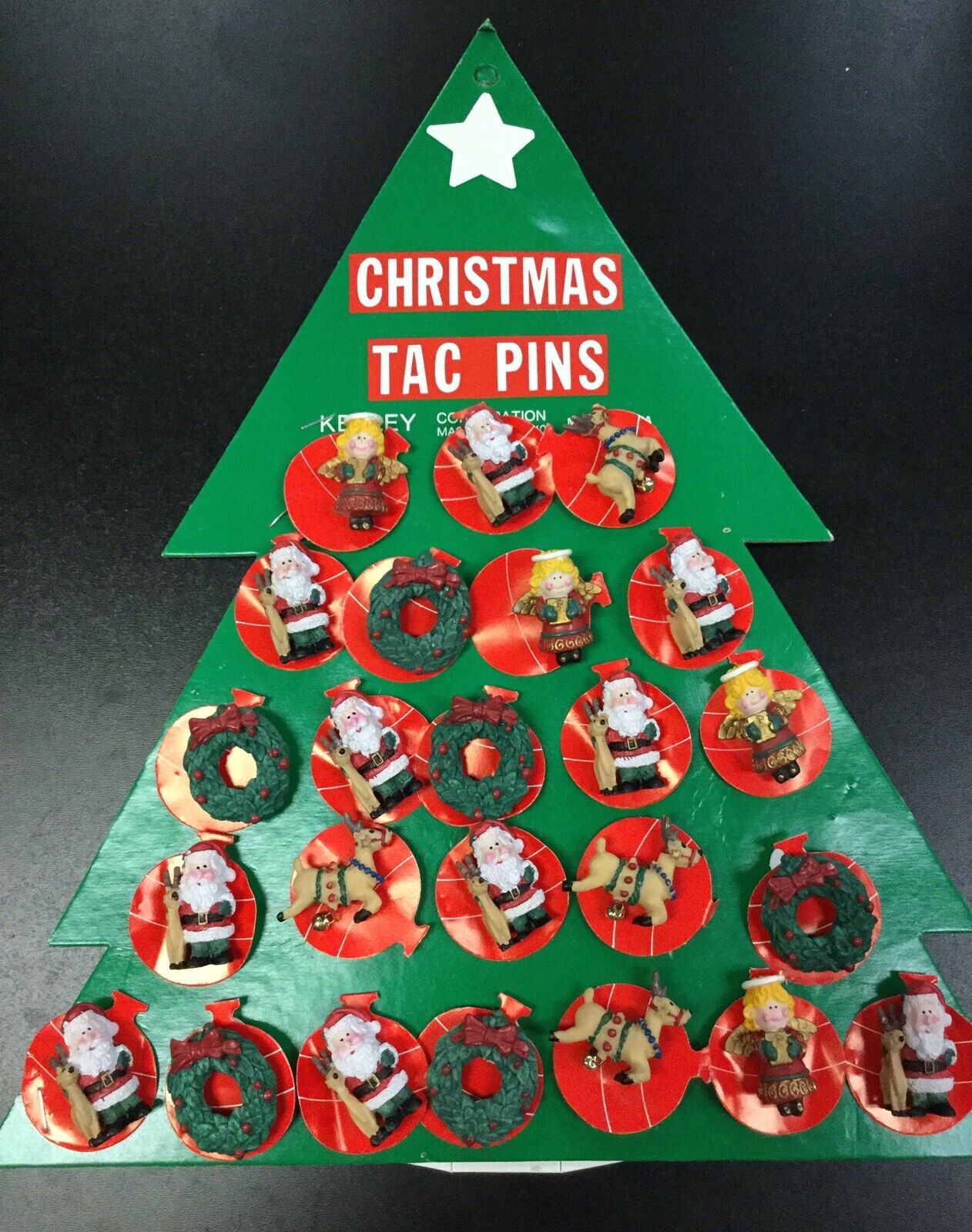 Christmas Tree Tac Pins 24pcs Set Santa Clause Reindeer Angel Wreaths Bells New