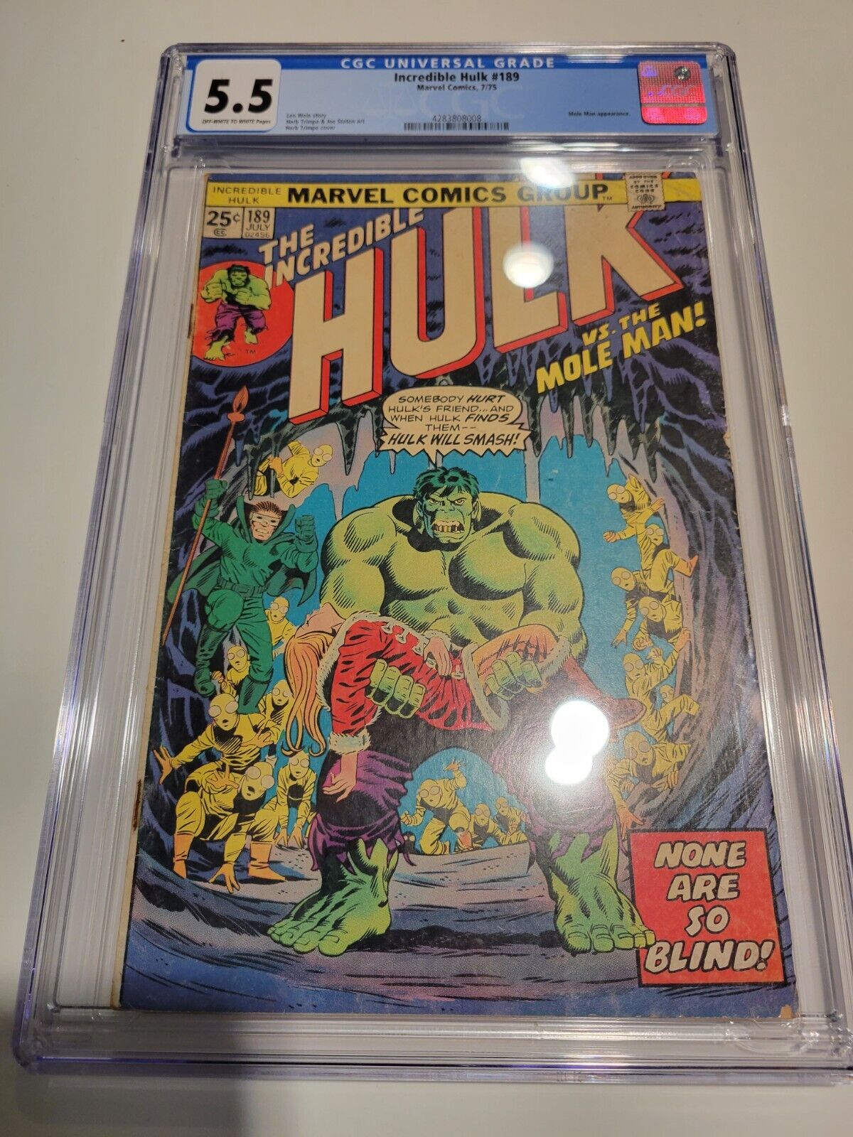 Incredible Hulk #189 CGC 5.5 1975 Mole Man app Bronze Age New Case FLASH SALE