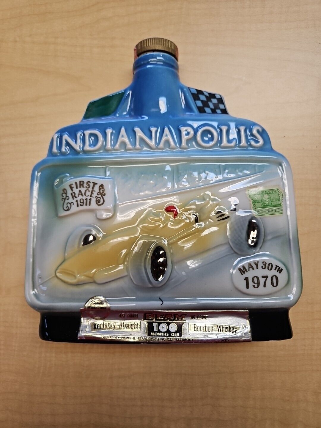 Vintage Jim Beam Indianapolis Motor Speedway 54th Indy 500 Race Decanter Bottle 