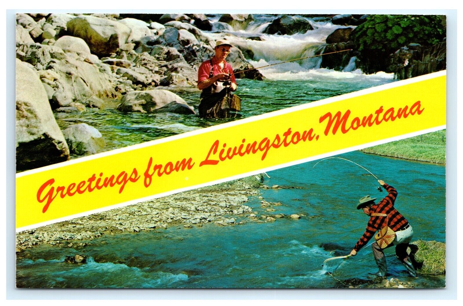 Greetings from Livingston Montana MT Fly Fishing Fisherman Trout C11