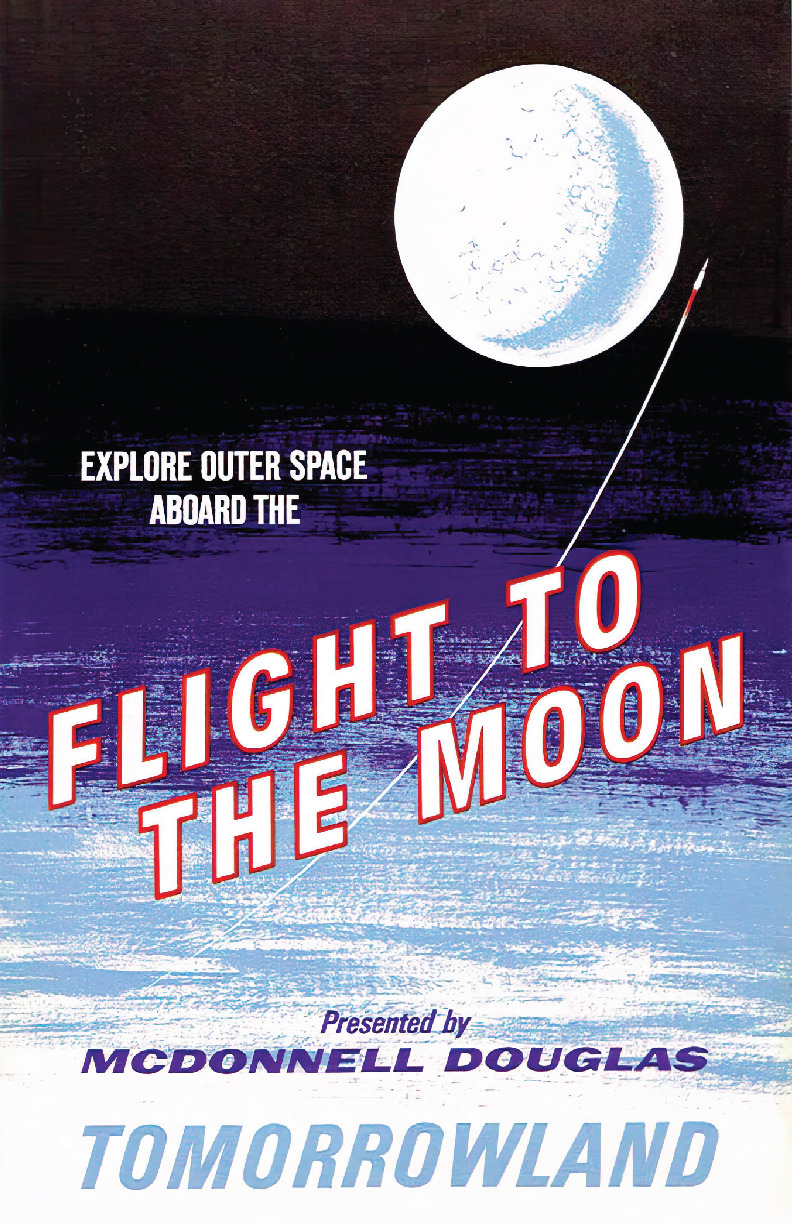 Flight to the Moon Tomorrowland Disney Attraction Retro Poster