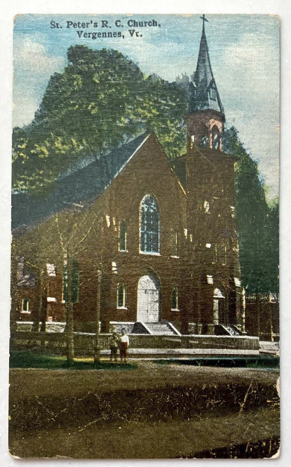 ST PETER’S R.C. CHURCH~ VERGENNES, VT ~ MINI postcard~UNDIVIDED BACK~ 1901-1907 
