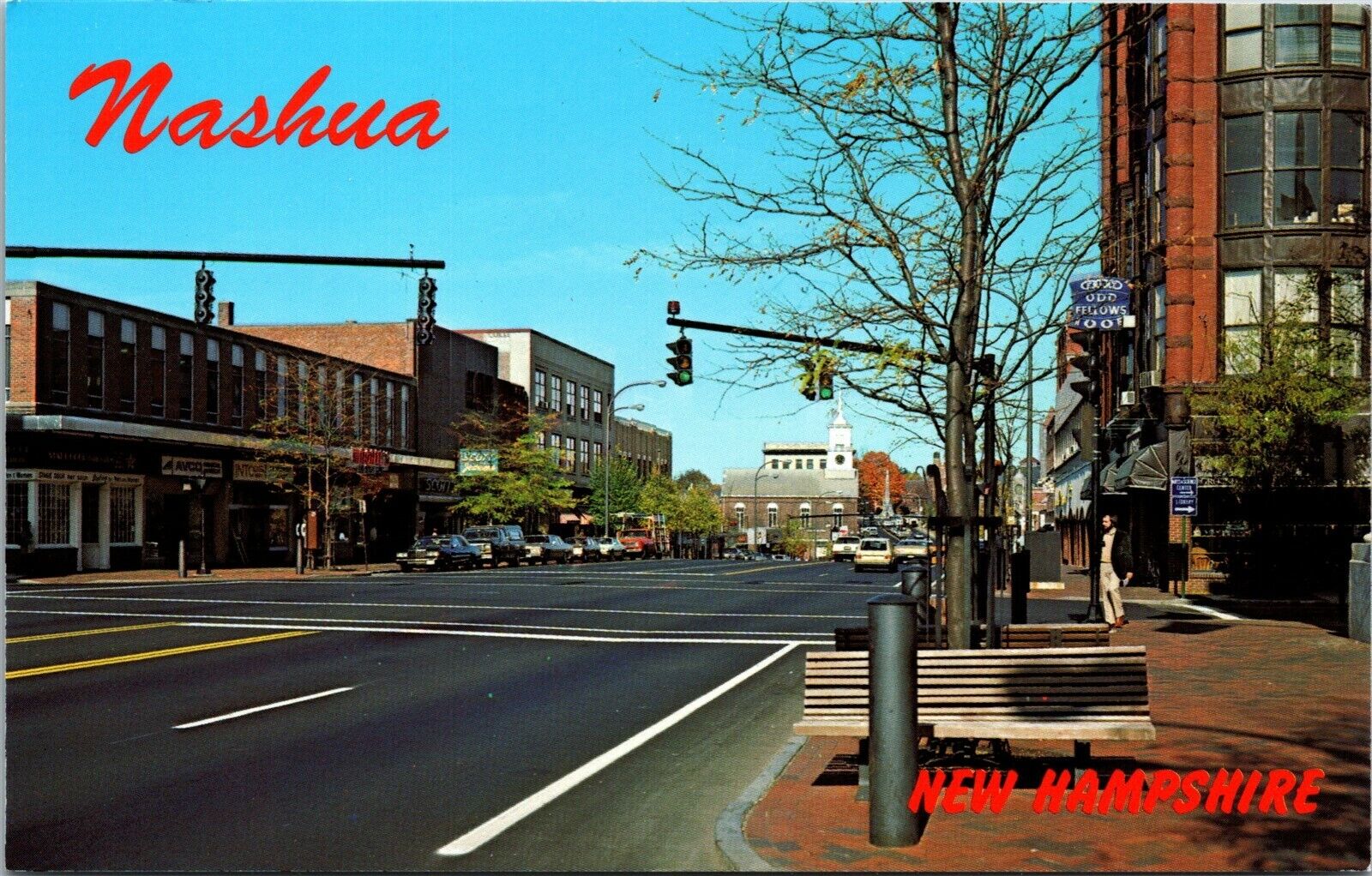Vtg Nashua New Hampshire NH Main Street View Looking North Unused Postcard