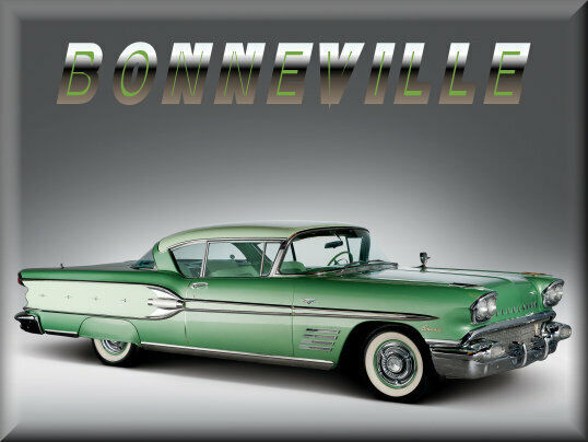 1958 Pontiac Bonneville Coupe, Green tutone, Refrigerator Magnet, 40 Mil