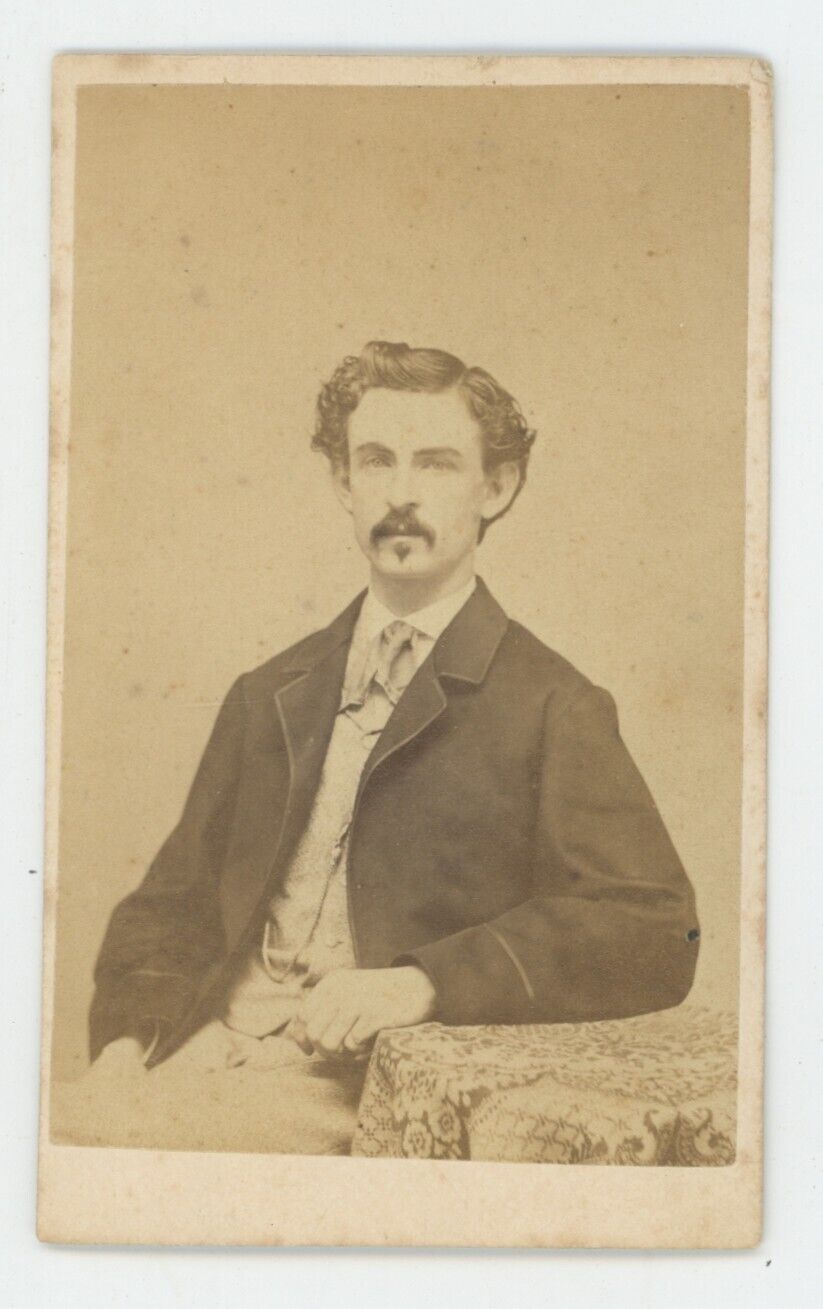 Antique CDV Circa 1860s John Wilkes Booth Lookalike Smith Southbridge, MA