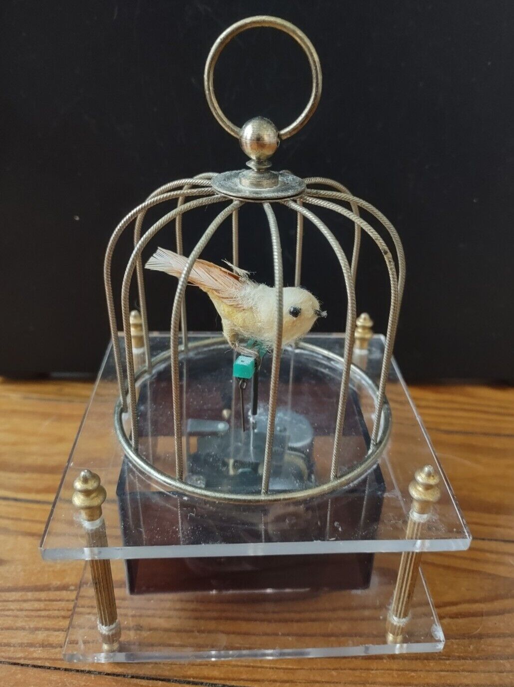 Vintage Sankyo Japan Dancing Bird In a Cage Music Box Works Well 