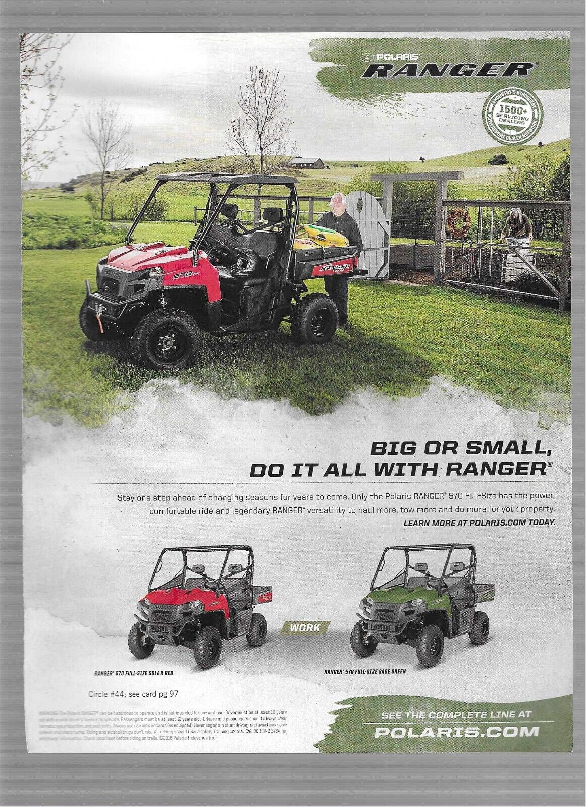Polaris Ranger 570 ATV Utility Vehicles 2016 Print Advertisement