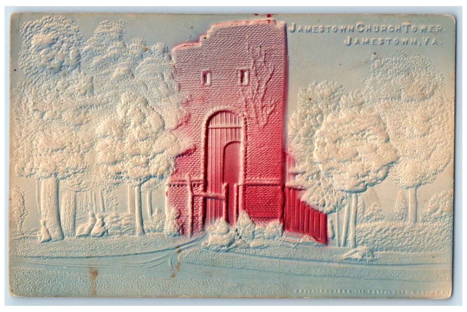 c1910\'s Jamestown Church Tower Exterior Jamestown Virginia VA Embossed Postcard